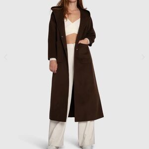 Wool Blend Oversized Maxi Coat - Brown (Trench Coat)